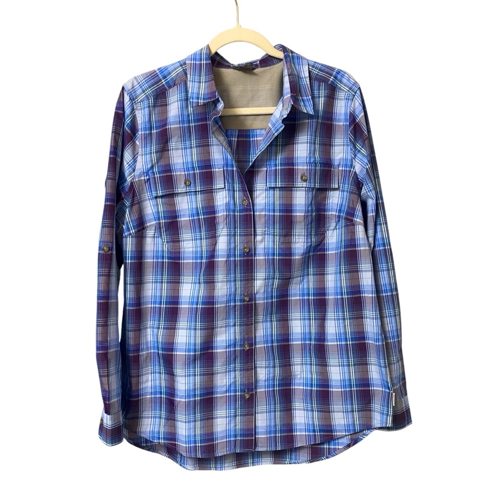 Eddie Bauer plaid lightweight classic fit button up long sleeve outdoors shirt L
